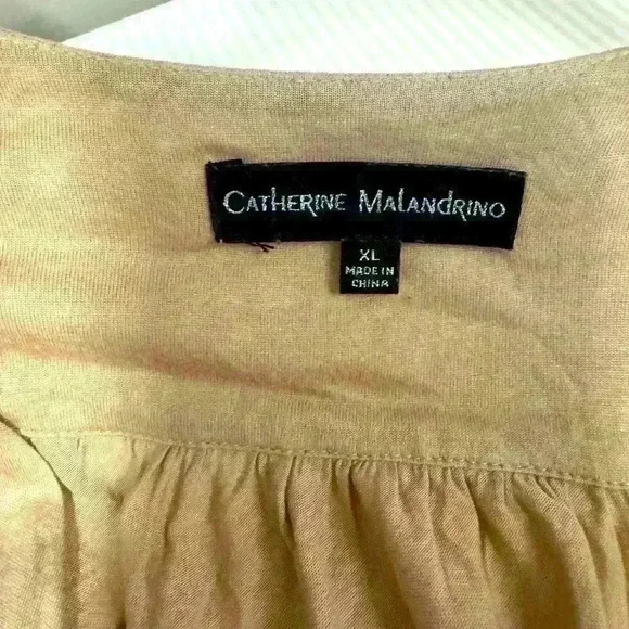 Taupe Tan Drape Front Blouse XL Long Sleeve Soft Neutral Minimalist Chic - Picture 3 of 8